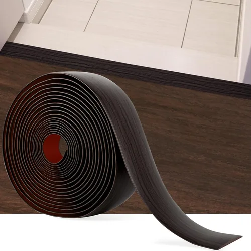 Vista 9 de Tira de transición de piso de 3.3 pies, autoadhesiva, cubierta de vinilo, tira de transición divisora plana, diseño de grano de madera para huecos