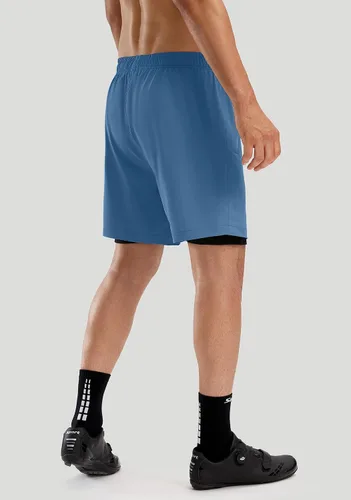 Vista 3 de Bikewa - Pantalones cortos de ciclismo de montaña para hombre, con acolchado 3D, ajuste holgado, con bolsillos con cremallera