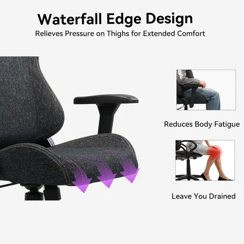 Vista 5 de Silla para juegos con reposabrazos ajustables 4D, reclinable de 170° y capacidad de 320 libras, silla ergonómica de computadora de respaldo alto