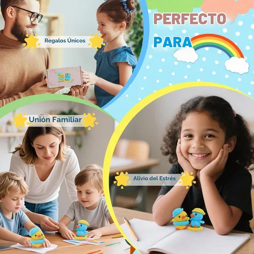 Vista 6 de yes.Sister! Kit de ganchillo de bricolaje para principiantes Juego de pato amarillo y azul Hilo de algodón Tutorial en video e instrucciones