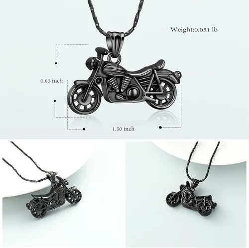 Vista 26 de Imrsanl Joyería de cremación para cenizas, motocicleta, automóvil pequeño, collar de urna de tractor para cenizas para hombres, recuerdo