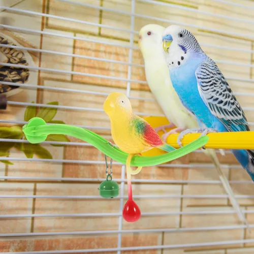 Vista 8 de POPETPOP Swing Bird Model Bird Perch Toy Plastic Cage Stand Simulation Fake Cage Toy Periquitos Perca Divertidas Burlas para cacatúas Cacatúas