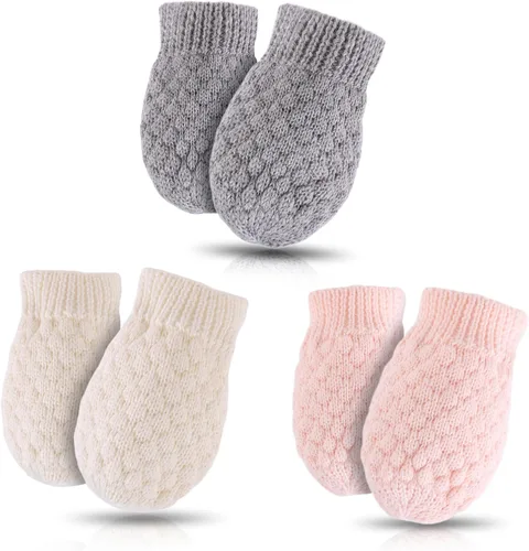 Vista 28 de Guantes de punto para bebés, niños y niñas, guantes de invierno para recién nacidos, guantes de 0 a 3 años