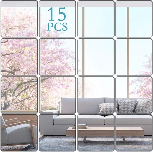 Vista 7 de Pegatinas de pared de espejo sin espejo de cristal, espejo de plástico, 3D, hexagonal, acrílico, decoración de pared, azulejos autoadhesivos