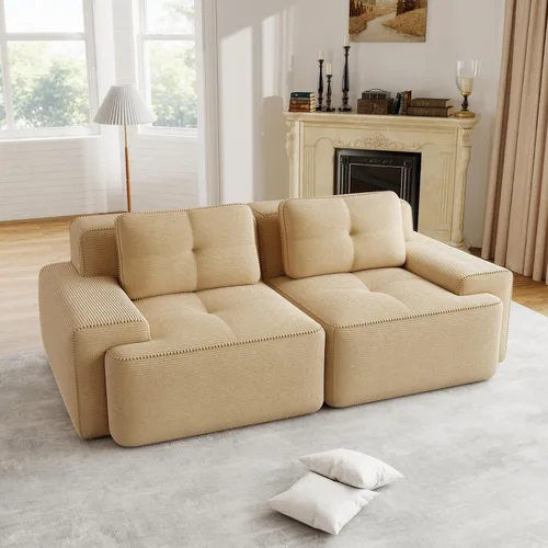 Vista 65 de Sofás seccional modular de 80" sin huesos modernos para sala de estar, juego de sofás comprimidos de 2 plazas con asiento profundo, sin necesidad