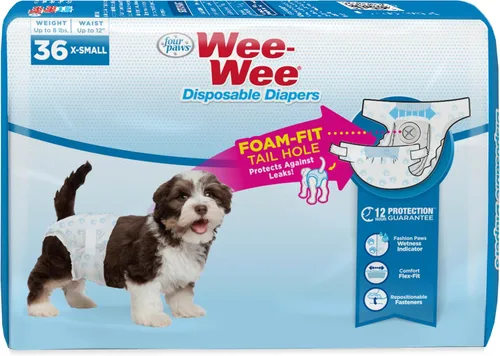 Vista 11 de Four Paws Wee-Wee - Pañales de entrenamiento para perros desechables y ajustables, superabsorbentes, protección a prueba de fugas para perros