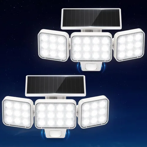 Vista 8 de WdtPro Luces Solares para Exteriores con Sensor de Movimiento, Luces de Inundación Solares Brillantes de 3500LM para Exteriores, Panel de Vidrio
