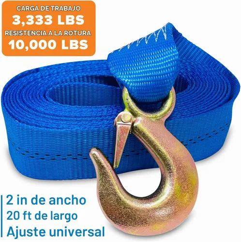 Vista 7 de Correa de cabrestante para remolque de barco con gancho, repuesto resistente para remolque de manivela manual, 2 pulgadas x 20 pies, capacidad