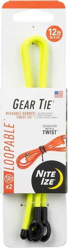 Vista 10 de Nite IZE Gear Tie Loopable, el original lazo de goma reutilizable con lazo integrado resistente, 12 pulgadas, negro, paquete de 2, fabricado