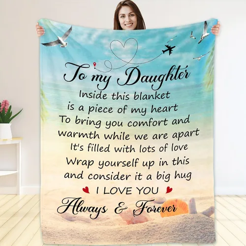 Vista 2 de Regalos para hija de mamá y papá – Manta con texto en inglés "To My Daughter", regalo pensado para el día de la madre, cumpleaños o graduación
