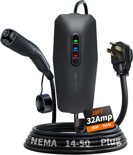 Vista 15 de Cargador EV de nivel 1 y 2 actualizado 2026 de 16 A, 3.5 KW, cable de 20 pies y adaptador doble NEMA (5-15/6-20) - Cargador de coche eléctrico