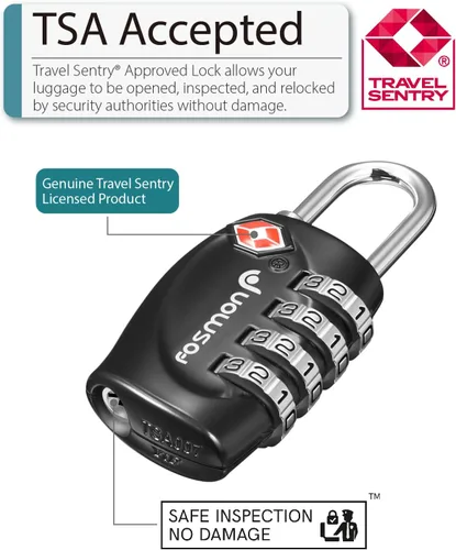 Vista 3 de Fosmon TSA Accepted Luggage Locks, 4 Pack, Resettable Multi-Use 4 Digit Combination Padlock, Zinc Alloy Shackle, Ideal for Travel Bag, Suitcase