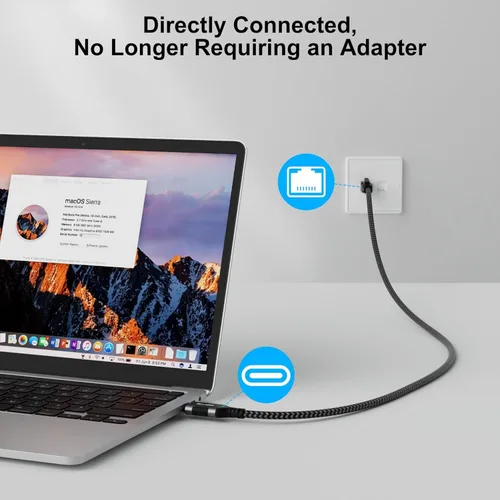 Vista 8 de PremiumCord Cable Ethernet USB a RJ45 10/100/1000 Mbps CAT 6 FTP USB A macho a RJ45 macho USB 3.2 Gen 1 Cable trenzado resistente gris espacial