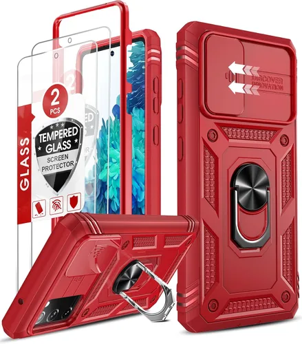 Vista 10 de LeYi Funda compatible con Samsung Galaxy S20 FE 5G: [No compatible con S20] Galaxy S20 FE con funda deslizante para cámara + [2 paquetes] protector