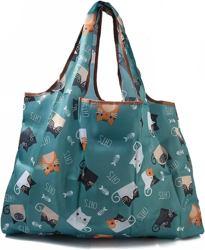 Vista 20 de BEEFLYING Bolsas de comestibles plegables, de nailon, ecológicas y reutilizables, impermeables, bolsas de la compra plegables