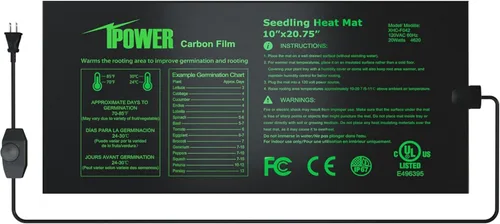 Vista 24 de iPower tapete térmico para plantón, tapete térmico hidropónico caliente con diseño impermeable duradero, estera de calor solamente, Negro