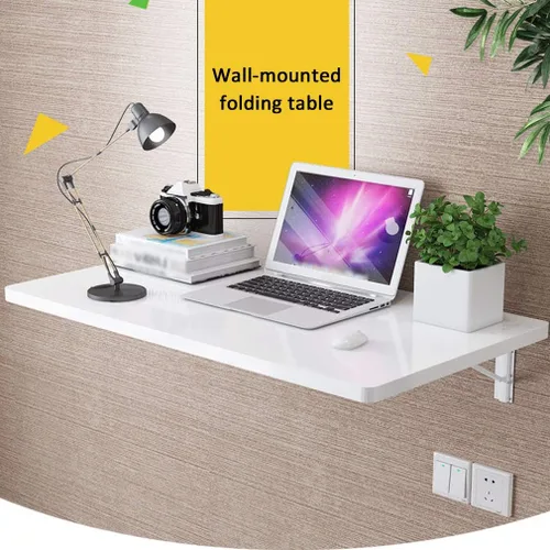 Vista 2 de Mesa plegable para colgar en la pared, estante de pared para cocina, escritorio flotante para niños, mesa de almacenamiento para ordenador, banco