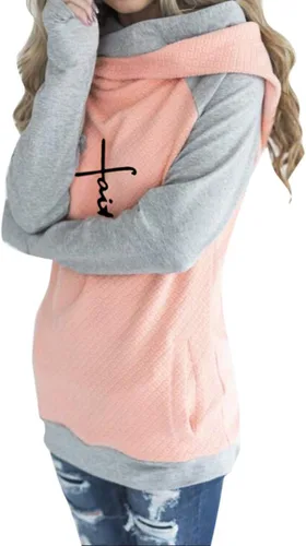 Vista 3 de AELSON - Sudaderas con capucha para mujer, estilo casual, con diseño de mamá osa o inscripción faith