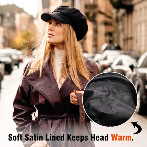 Vista 2 de 2019 New Womens Newsboy - Boina estilo cabbie para mujer, gorra con visera cloche de algodón