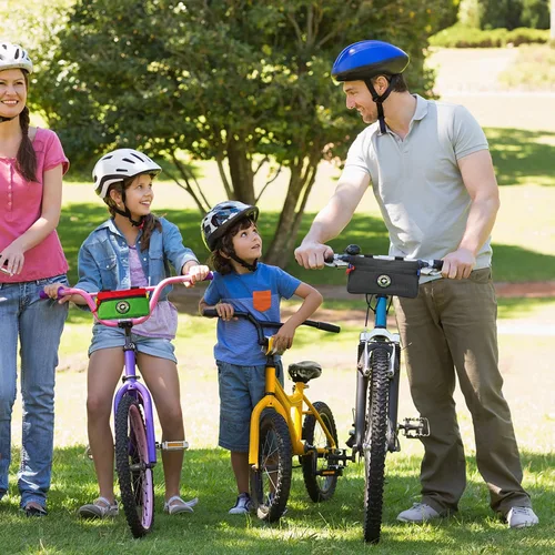 Vista 7 de Bolsa para Manillar de Bicicleta Vortika, Paquete de Cesta Frontal para Bicicleta Infantil, Bolsa Impermeable para Bicicletas, Bolsa Pequeña