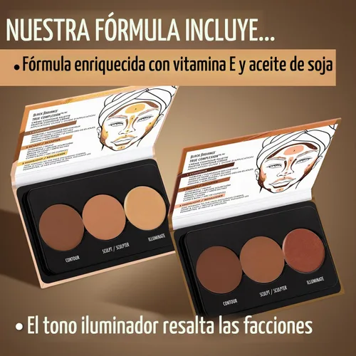 Vista 5 de Black Radiance True Complexion Crème Contour Paleta, define, esculpe y resalta: ligero a medio Ligero a mediano.