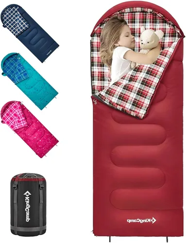 Vista 17 de KingCamp 45°F Kids Sleeping Bag, 100% Flannel Sleeping Bag for 10-12 Child
