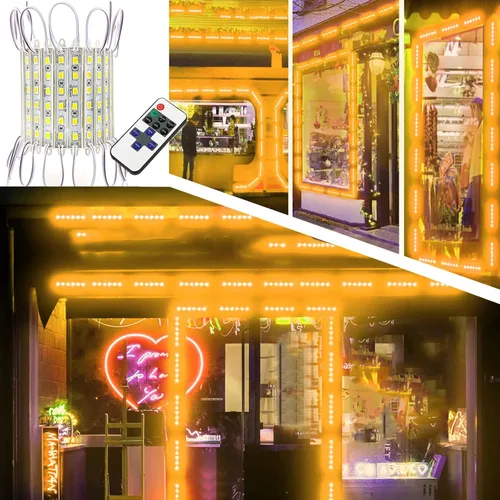 Vista 4 de EAGWELL Luces para escaparates mejoradas de 40 pies, 80 piezas, luces LED para ventana de tienda, color blanco cálido, 4 juegos de luces LED 5054