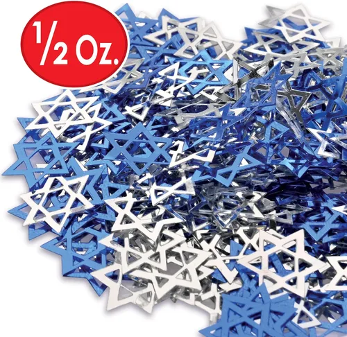 Vista 2 de Fanci-Fetti Star Of David (azul y plateado) accesorio de fiesta (1 unidad) (0.5 onzas/paquete)