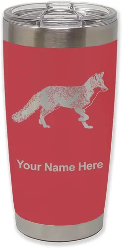 Vista 23 de LaserGram Vaso aislado al vacío de 20 onzas, zorro, grabado personalizado incluido (negro)