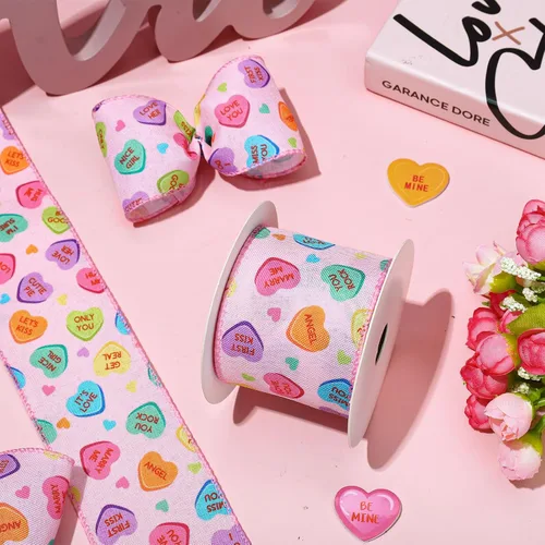 Vista 5 de JarThenaAMCS Cinta con Borde de Alambre para el Día de San Valentín Cinta de Corazón de Conversación Cinta con Alambre de Corazón de Dulce Cinta