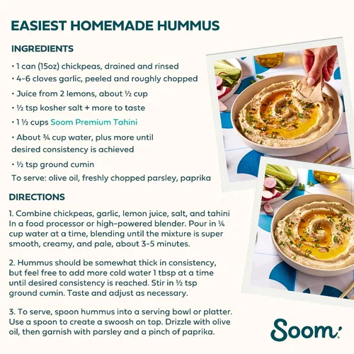 Vista 8 de Tahini Soom Foods con puro sésamo molido, 11 onzas (2 paquetes).