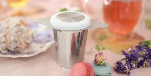 Vista 6 de Teabloom Infusor de té suelto universal con tapa/plato de doble propósito, se adapta a tazas, tazas, teteras - La elección del conocedor del té - Té