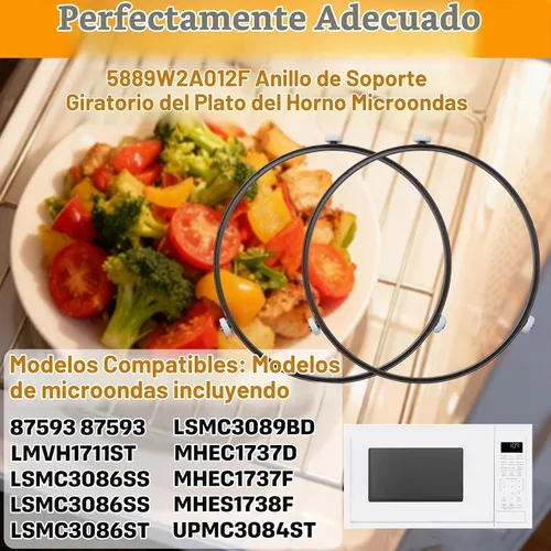 Vista 4 de Paquete de 2 anillos de soporte para tocadiscos de microondas de 9.5 pulgadas Se adapta a bandeja de vidrio de 12.75 pulgadas, reemplaza