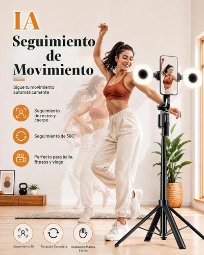Vista 2 de UBeesize 71" Vlogging Kit, Face Tracking Tripod, Desk Stand, Mics & Light Supports Phones & Cameras,360°Auto Follow,Floor-to-Desk Setup with Remote