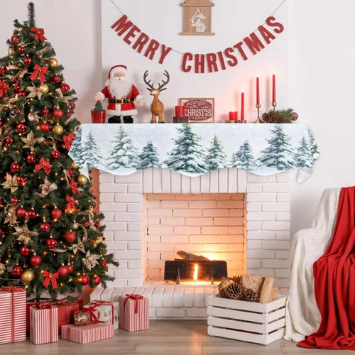 Vista 5 de Funda de bufanda de chimenea de Navidad, mantel superior, bufanda para Navidad, Halloween, Acción de Gracias, otoño, decoración de interiores