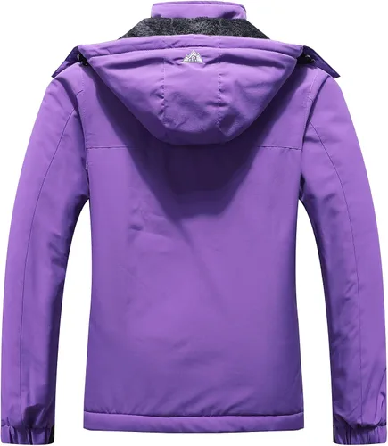 Vista 2 de Chaqueta de esquí impermeable para mujer, resistente al viento, cortavientos, abrigo de nieve cálido con capucha