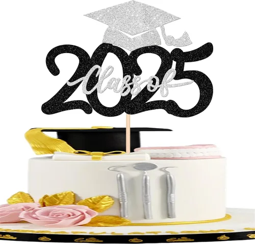 Vista 22 de 24 piezas 2026 temáticas de graduación 2026 decoraciones para cupcakes con purpurina clase de 2026 Diploma Congrats 2026 Tapa de graduación