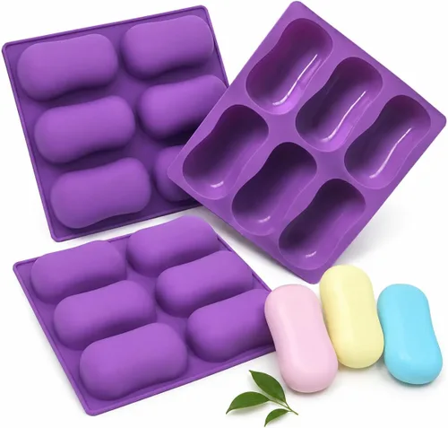 Vista 12 de 6-Cavity Floral Silicone Mold 2-Pack – Flexible DIY Soap, Chocolate, Wax & Resin Mold for Handmade Crafts – Purple & Blue, Non-Stick & Heat Resistant