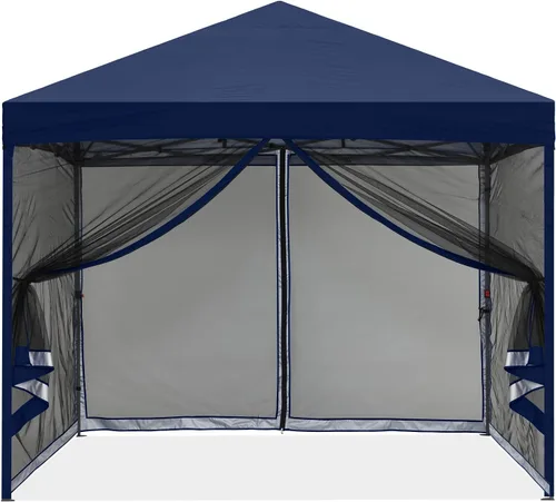 Vista 19 de MASTERCANOPY Toldo desplegable para exteriores de fácil instalación con paredes de malla (8 x 8 pies, rojo) Silver‑coated Waterproof UV‑blocking