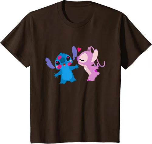 Vista 47 de Disney Stitch and Angel - Camiseta para el día de San Valentín Negro