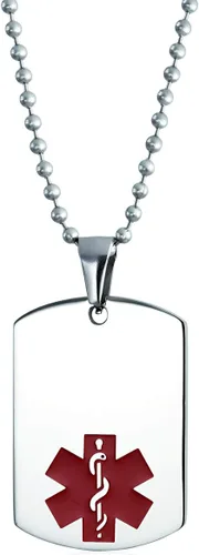 Vista 5 de Bling Jewelry Collar con colgante de acero para identificación médica personalizable para hombres y mujeres, cadena de 20 pulgadas, SM MED LG