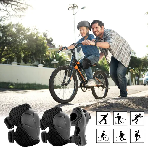 Vista 2 de WayEee Juego de casco de bicicleta para niños, rodilleras, equipo de protección ajustable, 3-14 años