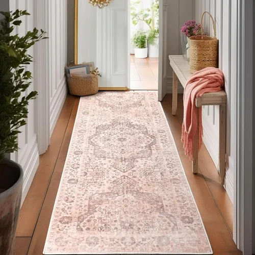 Vista 38 de nesrt Alfombra bohemia lavable de 2 x 10 pies, suave, antideslizante, extra larga, alfombra de cocina, color negro, vintage, geométrico, camino