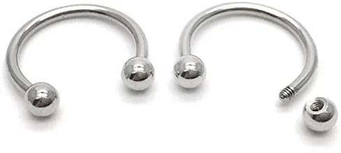 Vista 3 de 2 aretes de acero inoxidable con bisagras para hombres y mujeres, con cierre de rosca