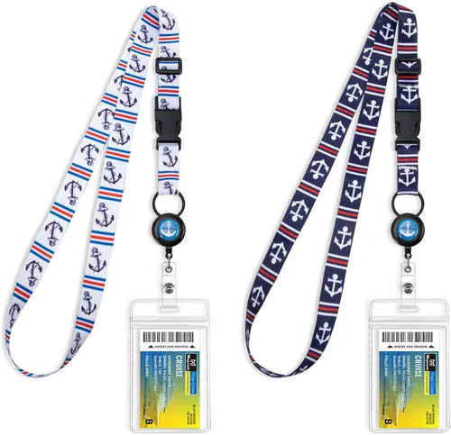 Vista 13 de MNGARISTA Cordón retráctil para tarjetas de crucero, cordones impermeables para tarjetas de crucero con soporte de identificación, paquete de 2