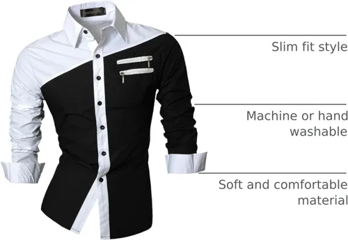 Vista 94 de JZS041, camisa de vestir de manga larga para hombre