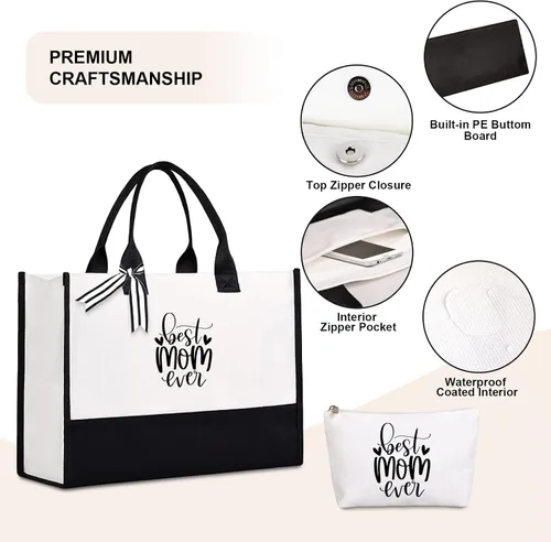 Vista 3 de Lamyba Bolsa de mano para novia con bolsa de maquillaje, regalos para compromisodespedida de solterafiesta de boda en blanco y negro