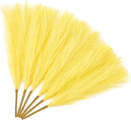 Vista 13 de Serwalin Decoración de zacate de las pampas rosa intenso, rosa rubor y rosa, 17.7 pulgadas 6 piezas de zacate de las pampas sintético, zacate A Abby