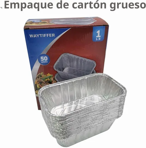 Vista 5 de Waytiffer (Paquete de 50) Mini Moldes para Pan de 1 Libra de Servicio Pesado Desechables de Papel de Aluminio Moldes para Pan Tamaño Estándar 6" X