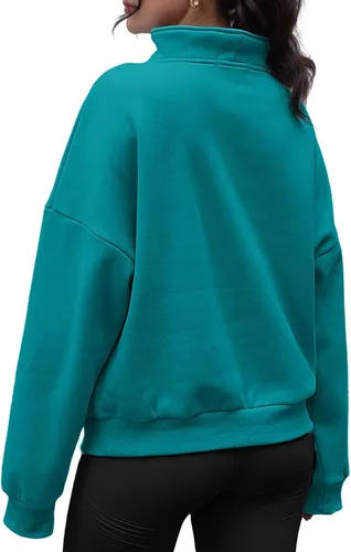 Vista 3 de Trendy Queen Sudaderas con media cremallera, sudaderas con capucha de gran tamaño, suéteres de otoño 2023 Y2K ropa de invierno